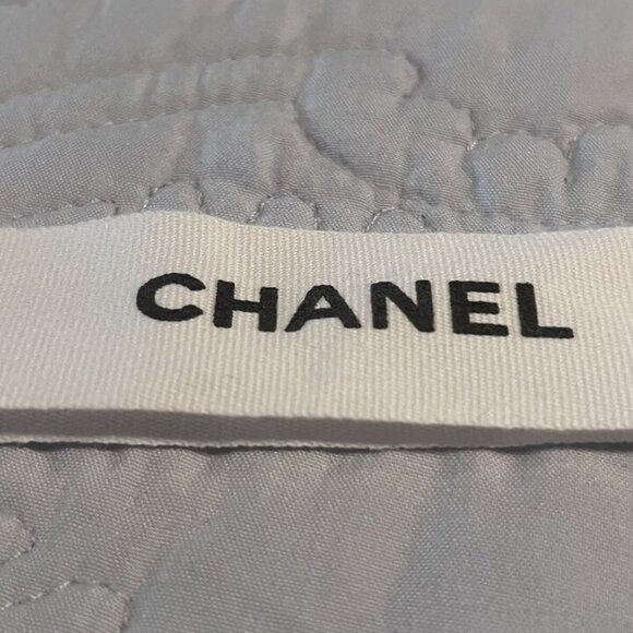 THREE Chanel Classic White Ribbons w/ Black Logo - (2) 34" + (1) 68" - Picture 5 of 6